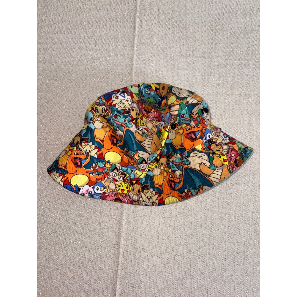 Pokemon Bucket Hat OS Multicolor Excellent All Over Print Pikachu Charizard Hat - Picture 7 of 8